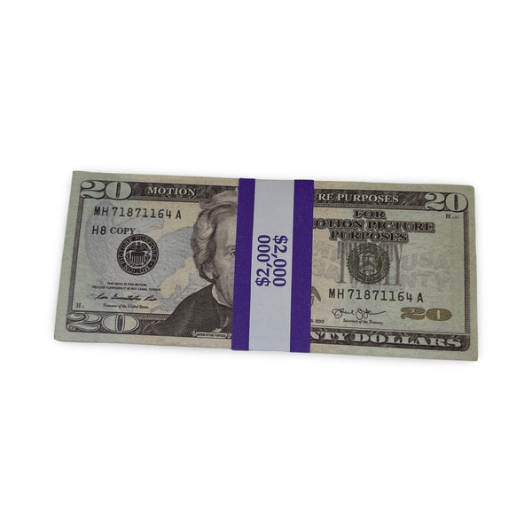 $20 Prop Money – Twenties Stack of $2,000 Copy Aged for Film ...